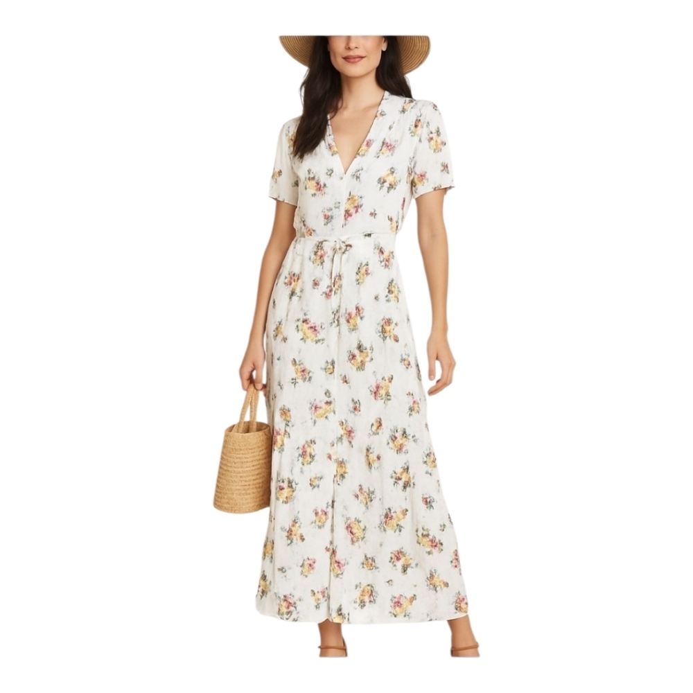 Mango White Floral Maxi Dress